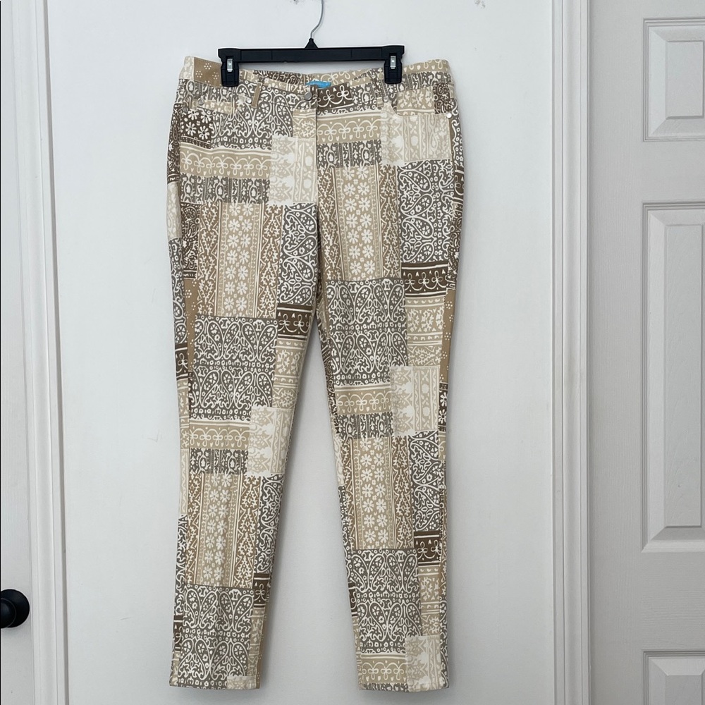 J McLaughlin Lexi Jean Brown Neutral Patchwork Print size 14